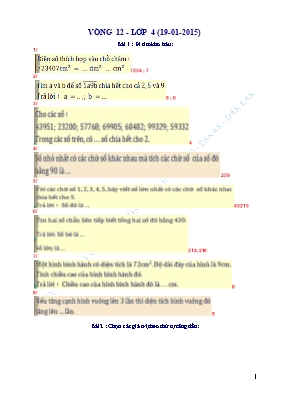 Đề thi violympic môn Toán tiếng Anh Lớp 4 - Vòng 5 - Năm học 2014-2015